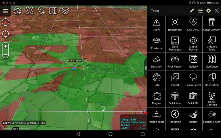 CivTAK SCreen showing Viewshed
